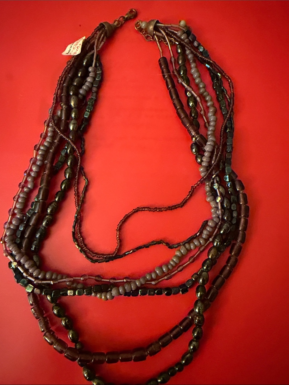 Multi-Strand Purple Beaded Statement Necklace